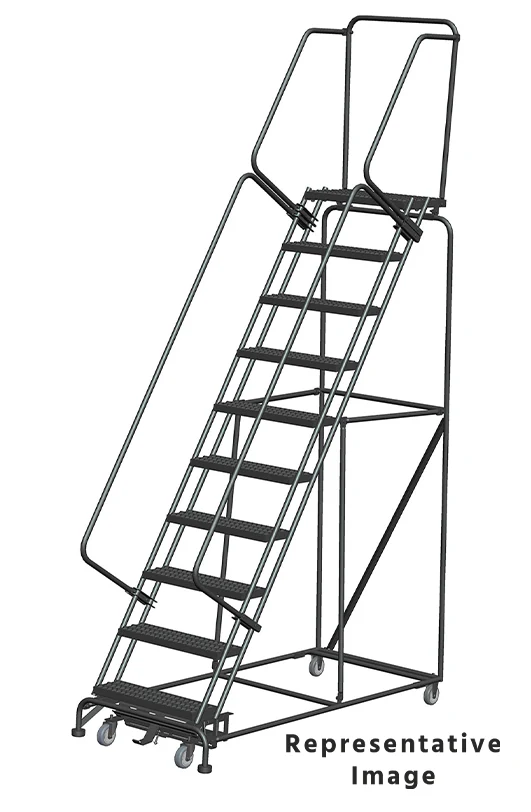 Ballymore Weight-Actuated 10-Step Rolling Ladder, 32" base, 28" top step