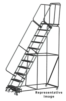 Ballymore Weight-Actuated 11-Step Rolling Ladder, 32" base, 21" top step
