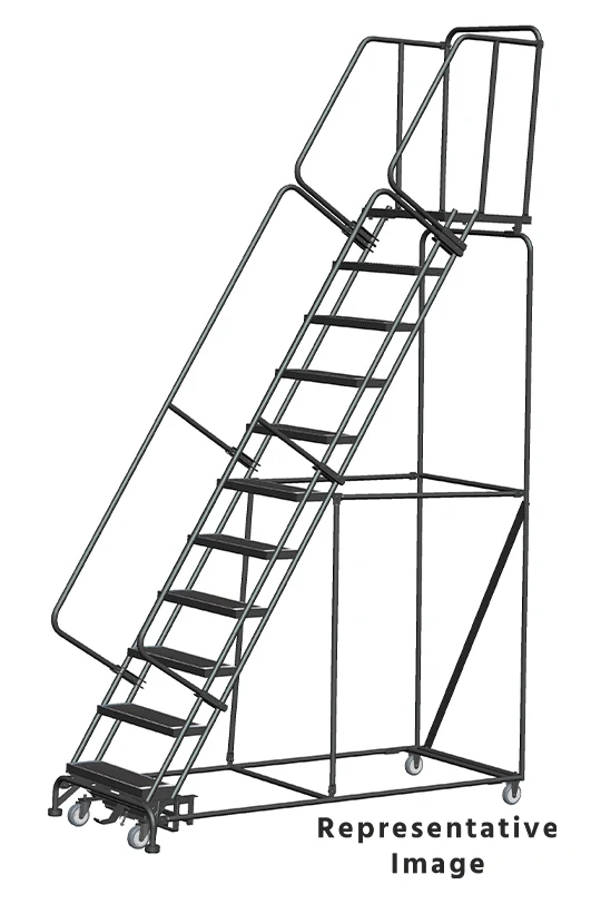 Ballymore Weight-Actuated 11-Step Rolling Ladder, 32" base, 21" top step