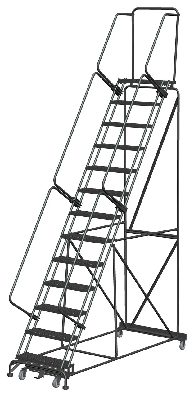 Ballymore Weight-Actuated 13-Step Rolling Ladder, 40" base, 14" top step