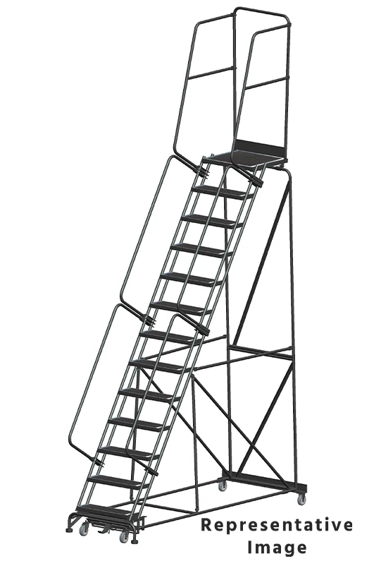 Ballymore Weight-Actuated 13-Step Rolling Ladder, 40" base, 28" top step