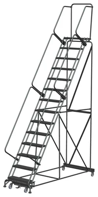 Ballymore Weight-Actuated 14-Step Rolling Ladder, 40" base, 14" top step