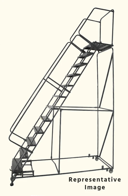 Ballymore Weight-Actuated 14-Step Rolling Ladder, 40" base, 21" top step