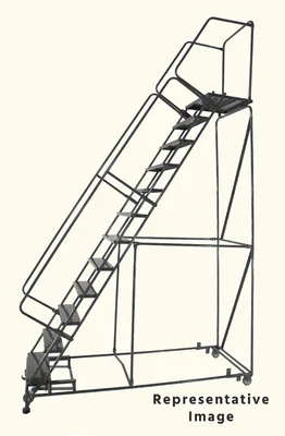 Ballymore Weight-Actuated 14-Step Rolling Ladder, 40" base, 28" top step