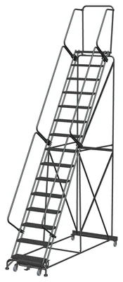 Ballymore Weight-Actuated 15-Step Rolling Ladder, 40" base, 14" top step