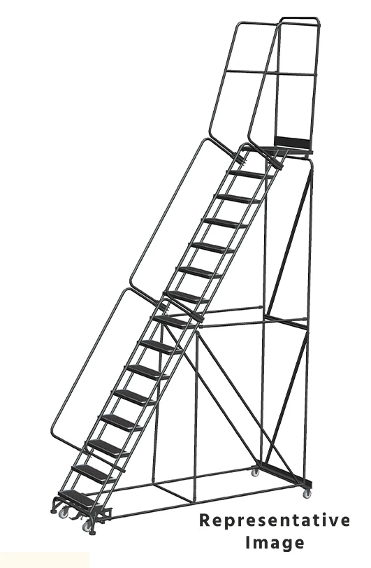 Ballymore Weight-Actuated 15-Step Rolling Ladder, 40" base, 28" top step