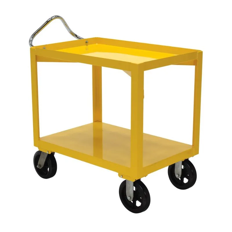 Vestil DH-MR2-3060-D Steel 30 In. x 60 In. Platform Ergo Handle Cart with Mold-On-Rubber Casters and Drain