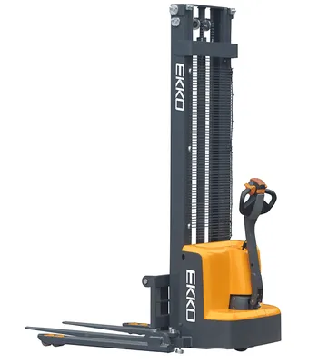 EKKO Lifts EB13E-138 pallet stacker shown from an alternate angle
