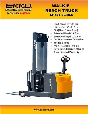 EKKO Lifts EH15T pallet stacker shown from an alternate angle