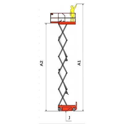Scissor Aerial Work Platform ES100E-LI, 32.8' Lift Height Diagram