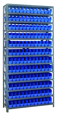 Quantum 1275-100BL Shelving Unit, 12"D x 36"L x 75"H, 400 lb capacity, Galvanized
