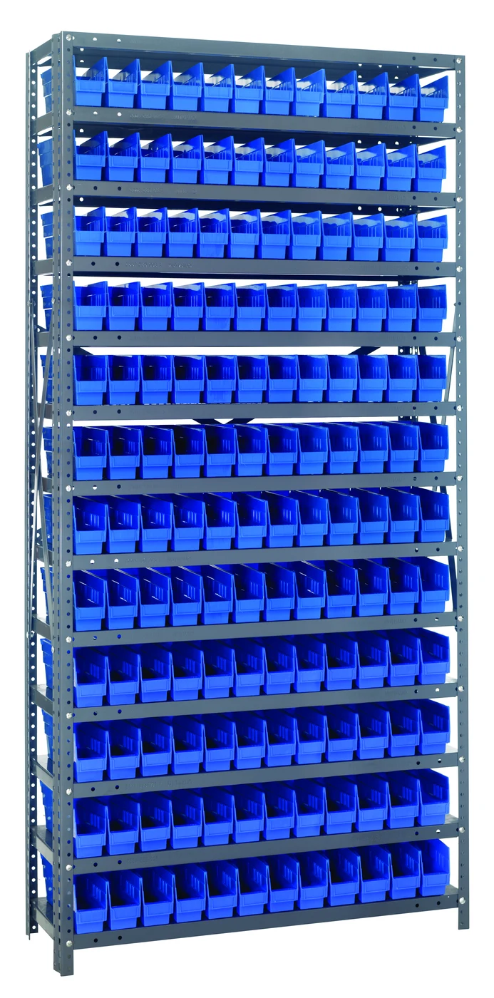 Quantum 1275-100BL Shelving Unit, 12"D x 36"L x 75"H, 400 lb capacity, Galvanized