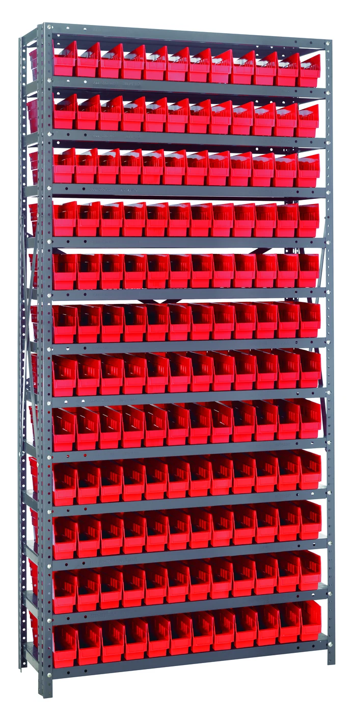 Quantum 1275-100RD Shelving Unit, 12"D x 36"L x 75"H, 400 lb capacity, Galvanized