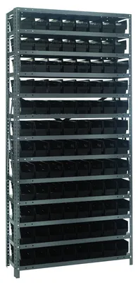 Quantum 1275-101BK Shelving Unit, 12"D x 36"L x 75"H, 400 lb capacity, Galvanized