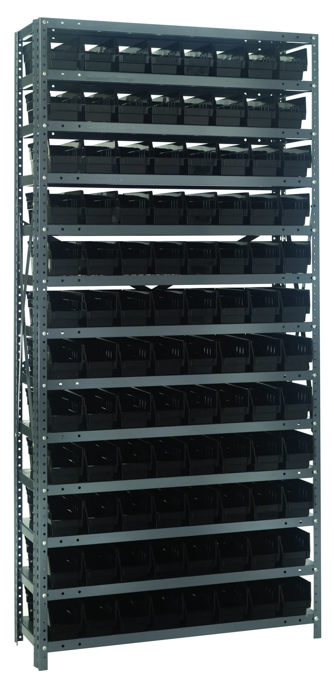 Quantum 1275-101BK Shelving Unit, 12"D x 36"L x 75"H, 400 lb capacity, Galvanized