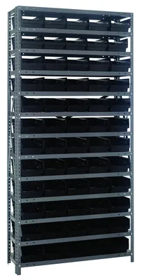 Quantum 1275-102BK Shelving Unit, 12"D x 36"L x 75"H, 400 lb capacity, Galvanized