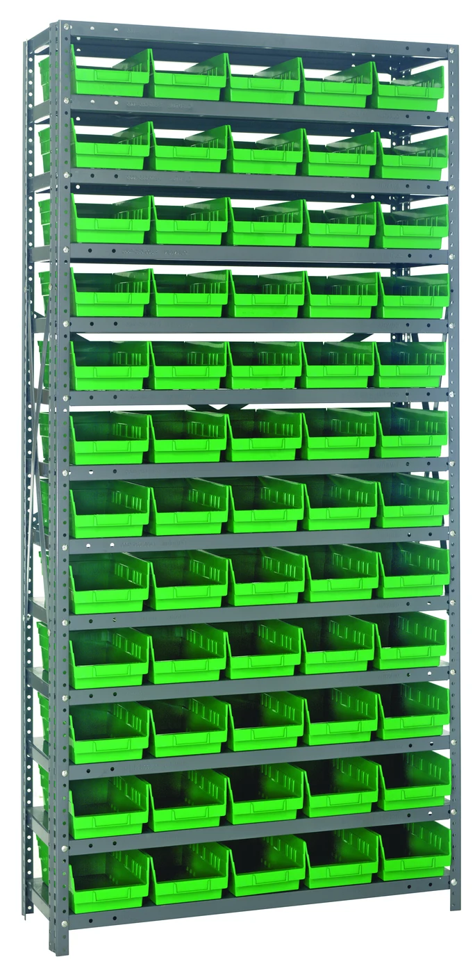 Quantum 1275-102GN Shelving Unit, 12"D x 36"L x 75"H, 400 lb capacity, Galvanized