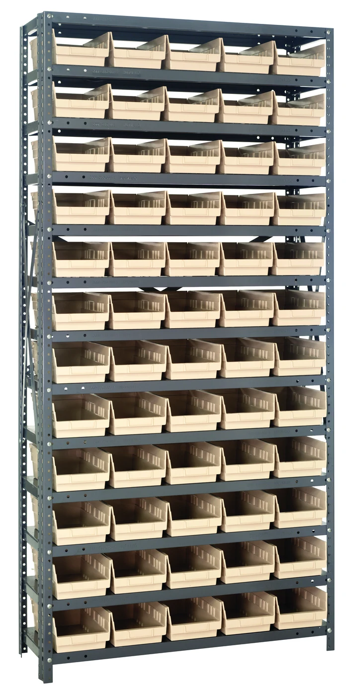 Quantum 1275-102IV Shelving Unit, 12"D x 36"L x 75"H, 400 lb capacity, Galvanized