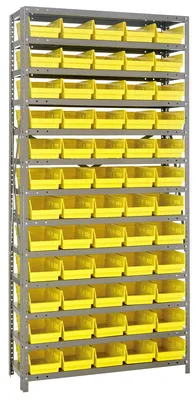 Quantum 1275-102YL Shelving Unit, 12"D x 36"L x 75"H, 400 lb capacity, Galvanized