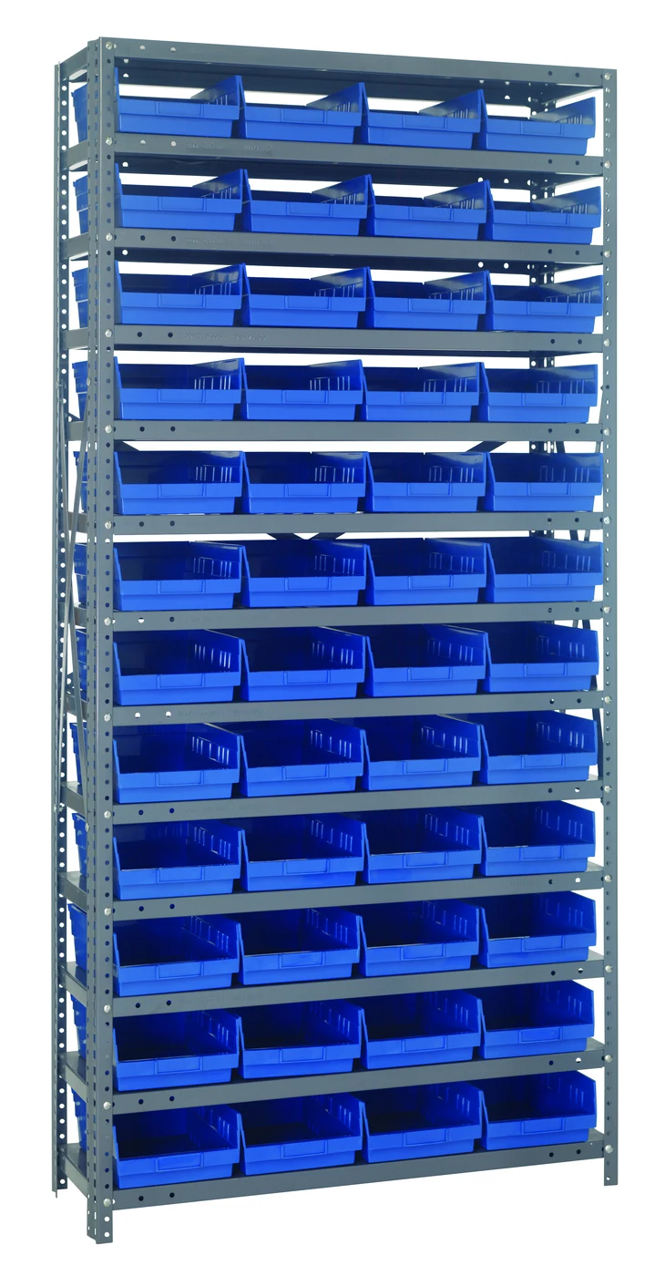 Quantum 1275-107BL Shelving Unit, 12"D x 36"L x 75"H, 400 lb capacity, Galvanized