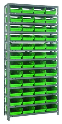 Quantum 1275-107GN Shelving Unit, 12"D x 36"L x 75"H, 400 lb capacity, Galvanized