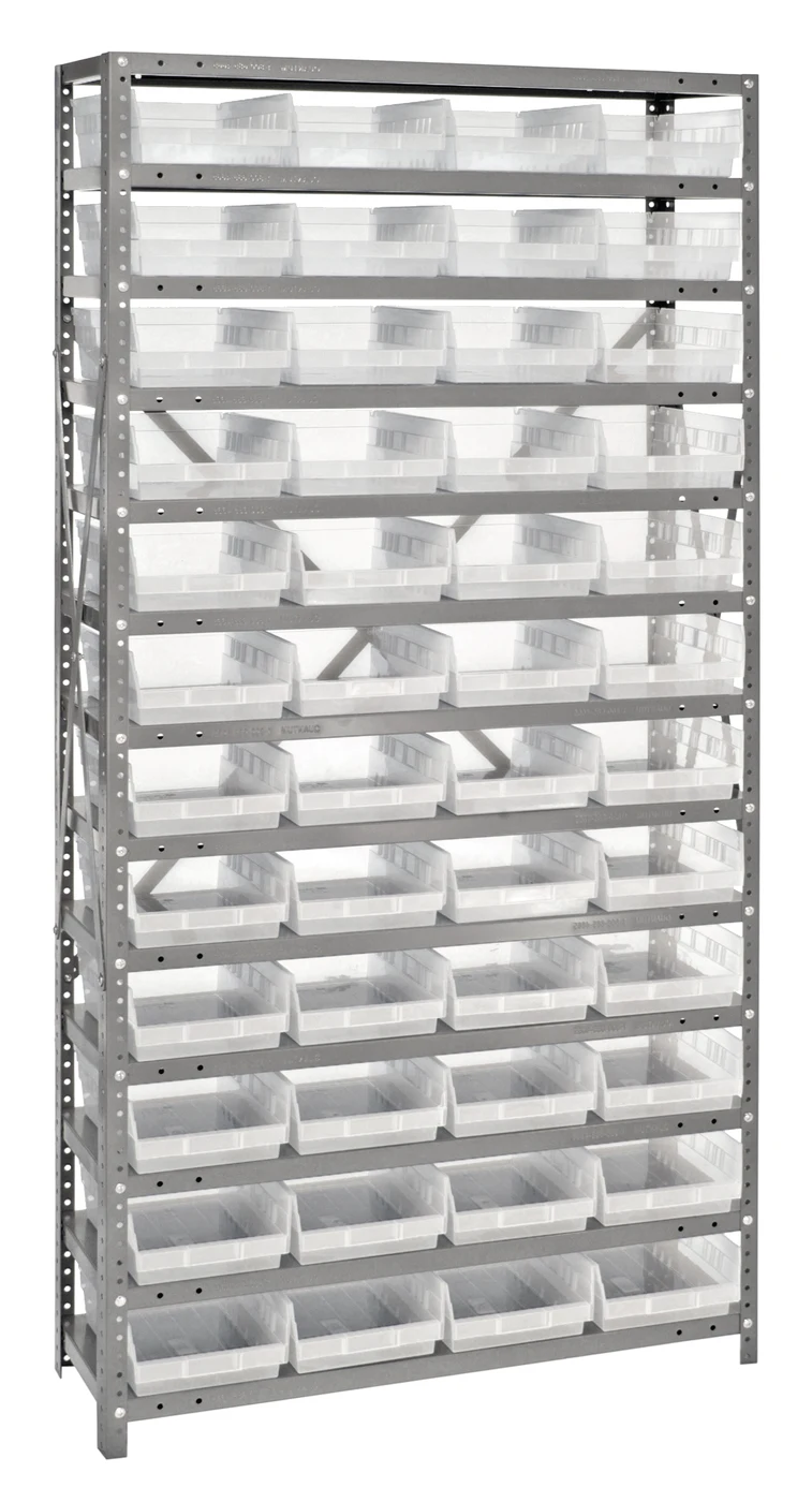 Quantum 1275-107CL Shelving Unit, 12"D x 36"L x 75"H, 400 lb capacity, Galvanized
