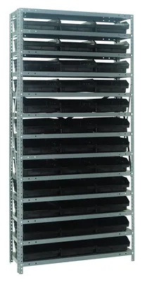 Quantum 1275-109BK Shelving Unit, 12"D x 36"L x 75"H, 400 lb capacity, Galvanized