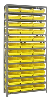 Quantum 1275-109YL Shelving Unit, 12"D x 36"L x 75"H, 400 lb capacity, Galvanized