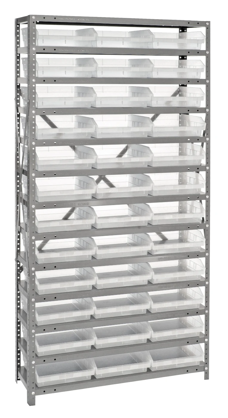 Quantum 1275-109CL Shelving Unit, 12"D x 36"L x 75"H, 400 lb capacity, Galvanized