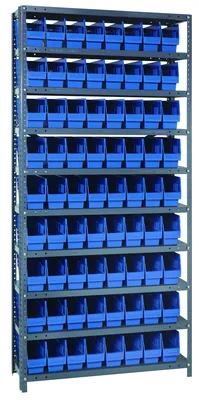 Quantum 1275-201BL Shelving Unit, 12"D x 36"L x 75"H, 400 lb capacity, Galvanized