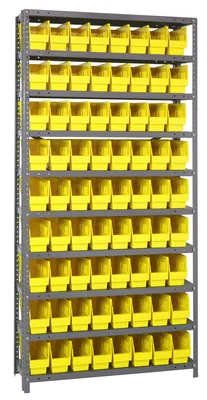 Quantum 1275-201YL Shelving Unit, 12"D x 36"L x 75"H, 400 lb capacity, Galvanized