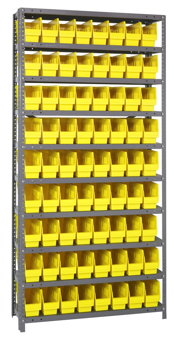 Quantum 1275-201YL Shelving Unit, 12"D x 36"L x 75"H, 400 lb capacity, Galvanized