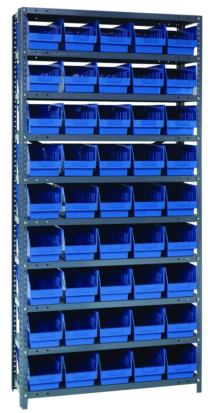 Quantum 1275-202BL Shelving Unit, 12"D x 36"L x 75"H, 400 lb capacity, Galvanized