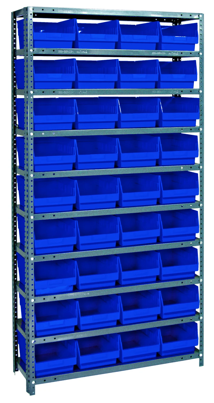 Quantum 1275-207BL Shelving Unit, 12"D x 36"L x 75"H, 400 lb capacity, Galvanized