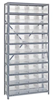 Quantum 1275-207CL Shelving Unit, 12"D x 36"L x 75"H, 400 lb capacity, Galvanized