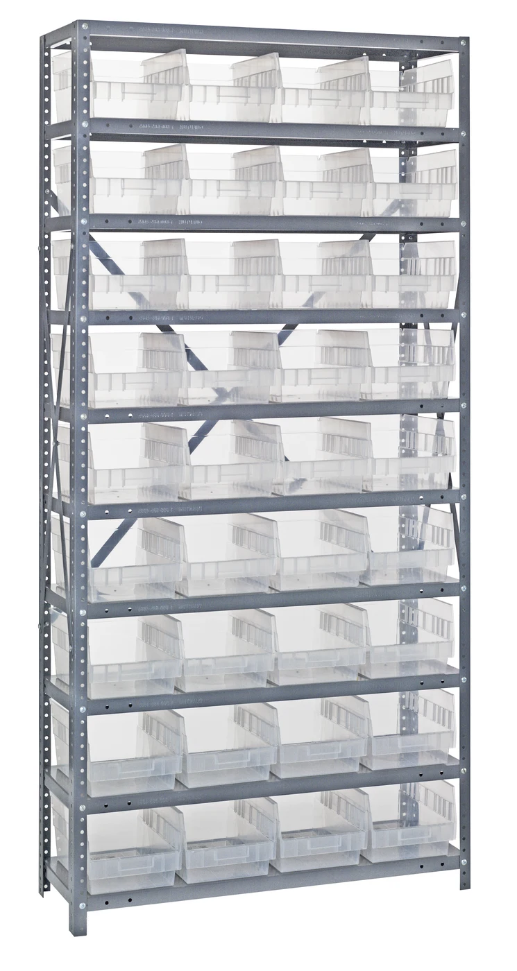 Quantum 1275-207CL Shelving Unit, 12"D x 36"L x 75"H, 400 lb capacity, Galvanized