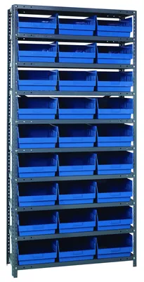 Quantum 1275-209BL Shelving Unit, 12"D x 36"L x 75"H, 400 lb capacity, Galvanized