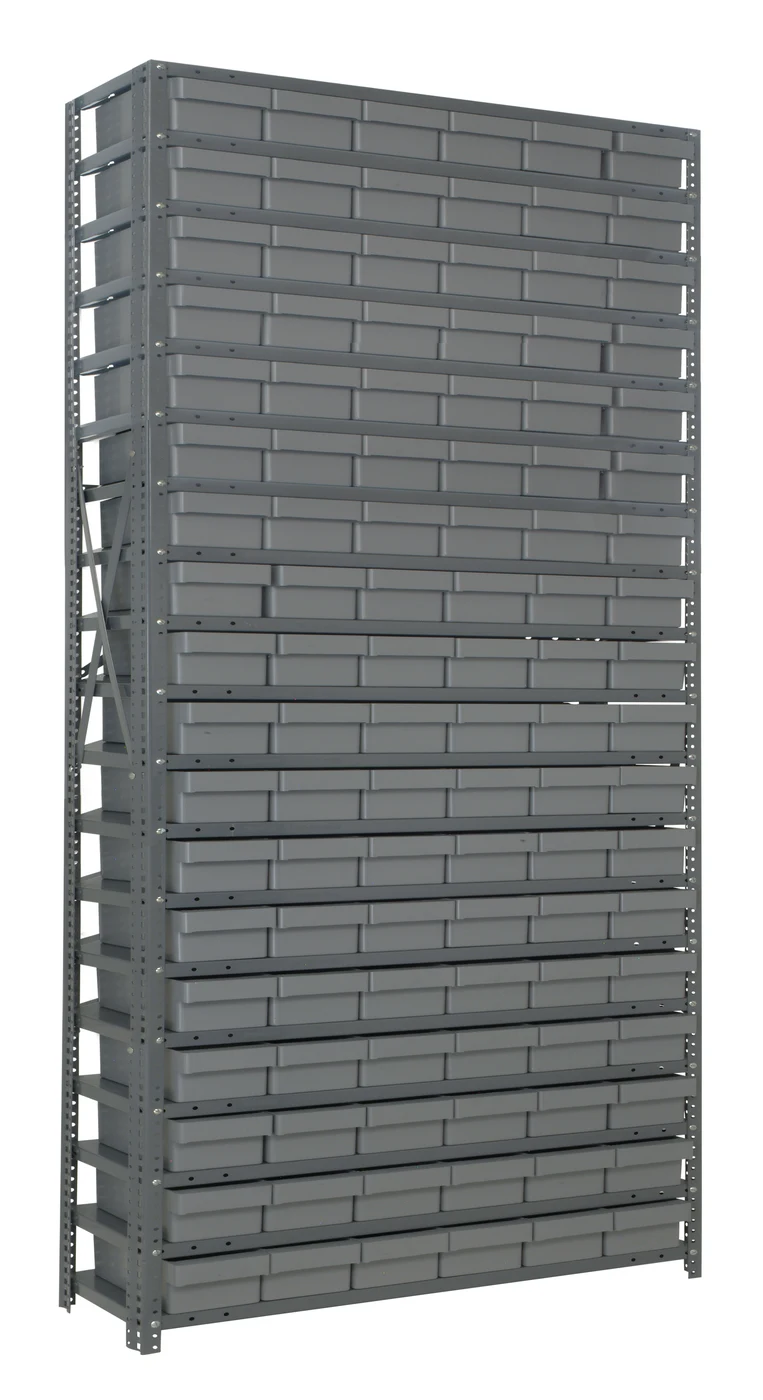 Quantum 1275-401GY Shelving Unit, 12"D x 36"L x 75"H, 400 lb capacity, Galvanized