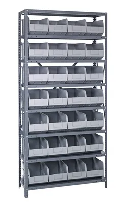 Quantum 1275-423GY Shelving Unit, 12"D x 36"L x 75"H, 400 lb capacity, Galvanized