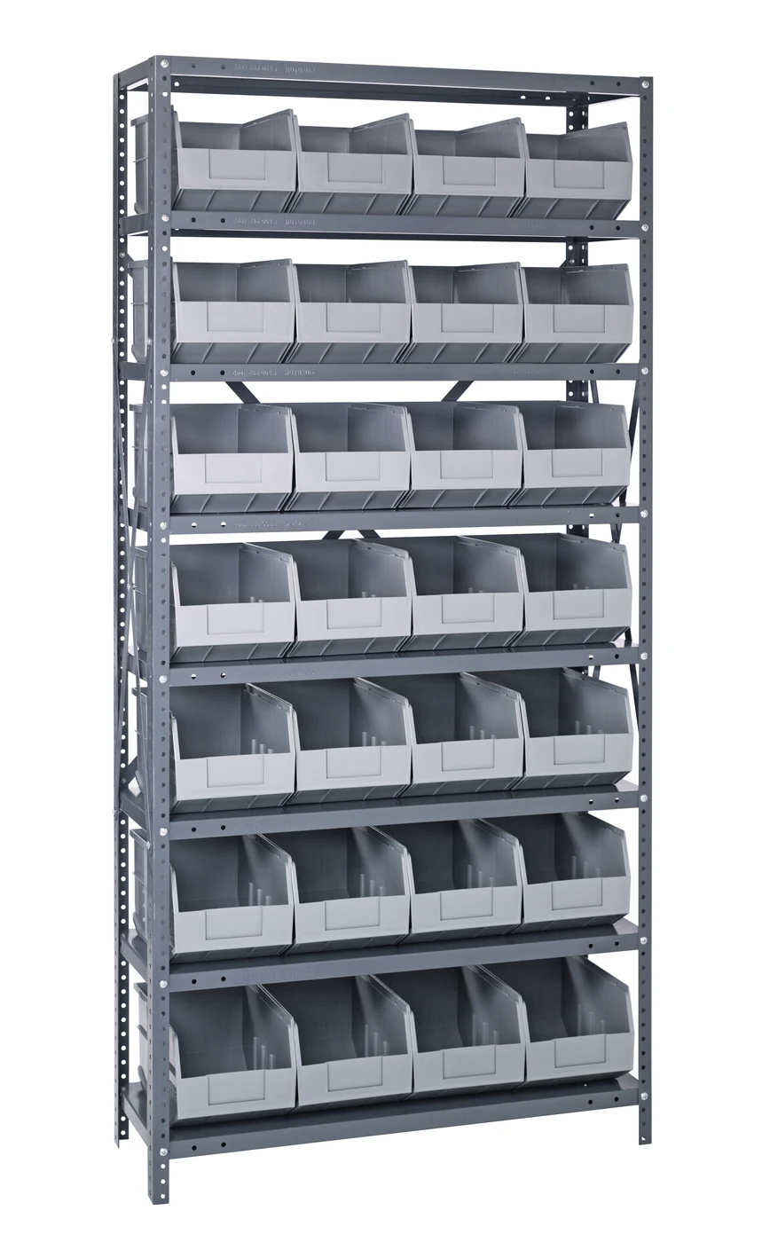 Quantum 1275-423GY Shelving Unit, 12"D x 36"L x 75"H, 400 lb capacity, Galvanized