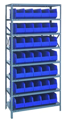 Quantum 1275-441BL Shelving Unit, 12"D x 36"L x 75"H, 400 lb capacity, Galvanized
