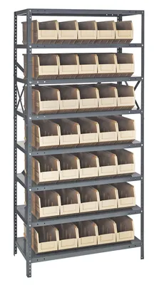 Quantum 1275-441IV Shelving Unit, 12"D x 36"L x 75"H, 400 lb capacity, Galvanized