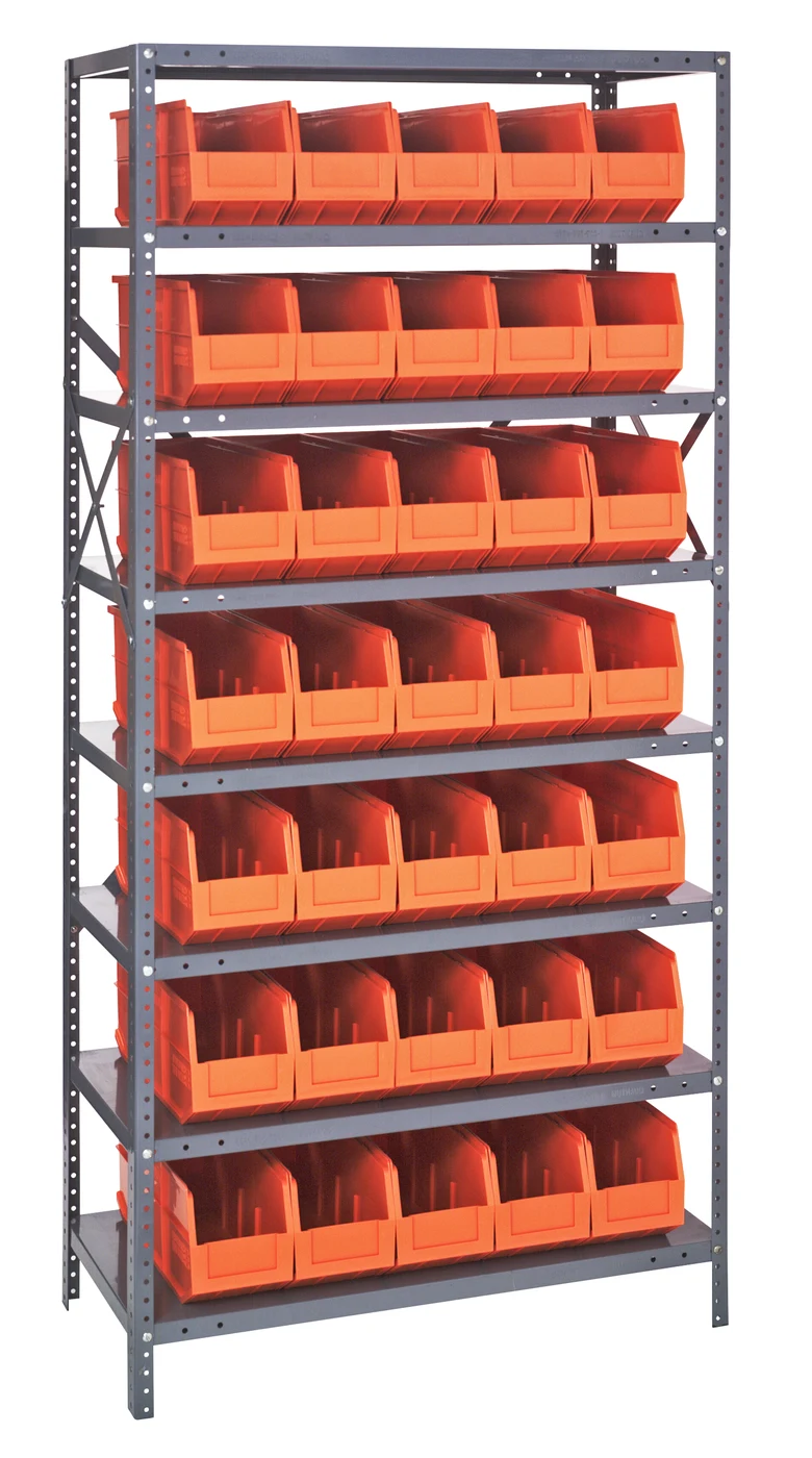 Quantum 1275-441OR Shelving Unit, 12"D x 36"L x 75"H, 400 lb capacity, Galvanized