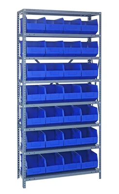 Quantum 1275-443BL Shelving Unit, 12"D x 36"L x 75"H, 400 lb capacity, Galvanized