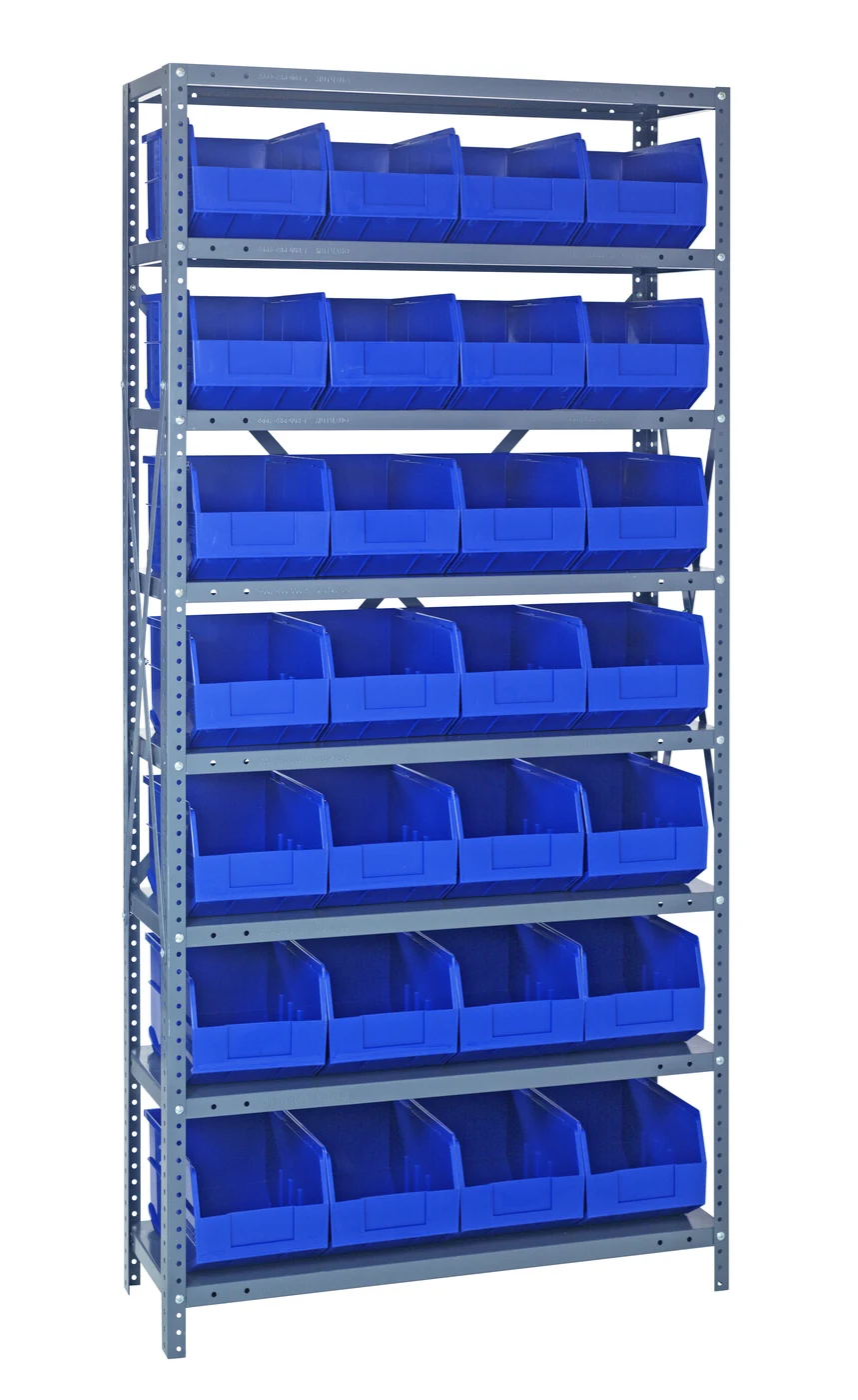 Quantum 1275-443BL Shelving Unit, 12"D x 36"L x 75"H, 400 lb capacity, Galvanized