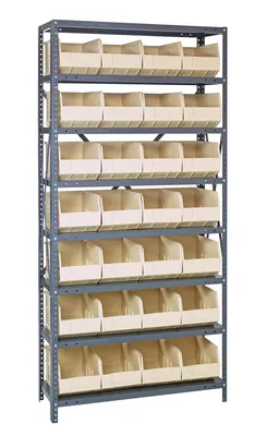 Quantum 1275-443IV Shelving Unit, 12"D x 36"L x 75"H, 400 lb capacity, Galvanized