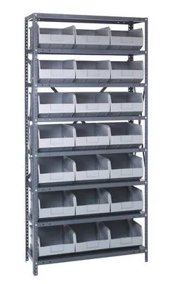 Quantum 1275-445GY Shelving Unit, 12"D x 36"L x 75"H, 400 lb capacity, Galvanized