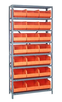 Quantum 1275-445OR Shelving Unit, 12"D x 36"L x 75"H, 400 lb capacity, Galvanized