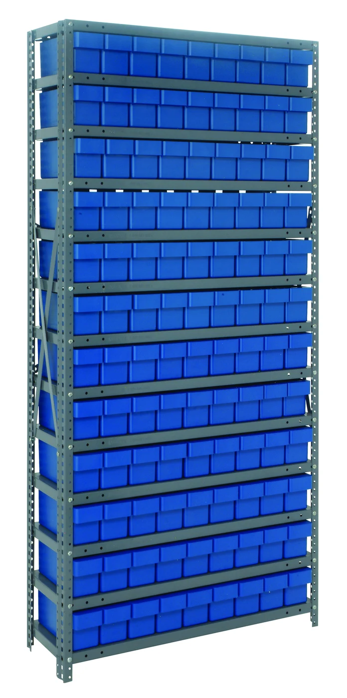 Quantum 1275-501BL Shelving Unit, 12"D x 36"L x 75"H, 400 lb capacity, Galvanized