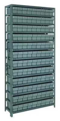 Quantum 1275-501GY Shelving Unit, 12"D x 36"L x 75"H, 400 lb capacity, Galvanized